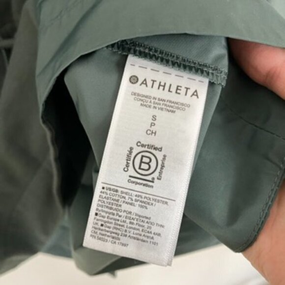Athleta Triumph Hybrid Crewneck Sweatshirt Womens Small Green - Picture 4 of 6